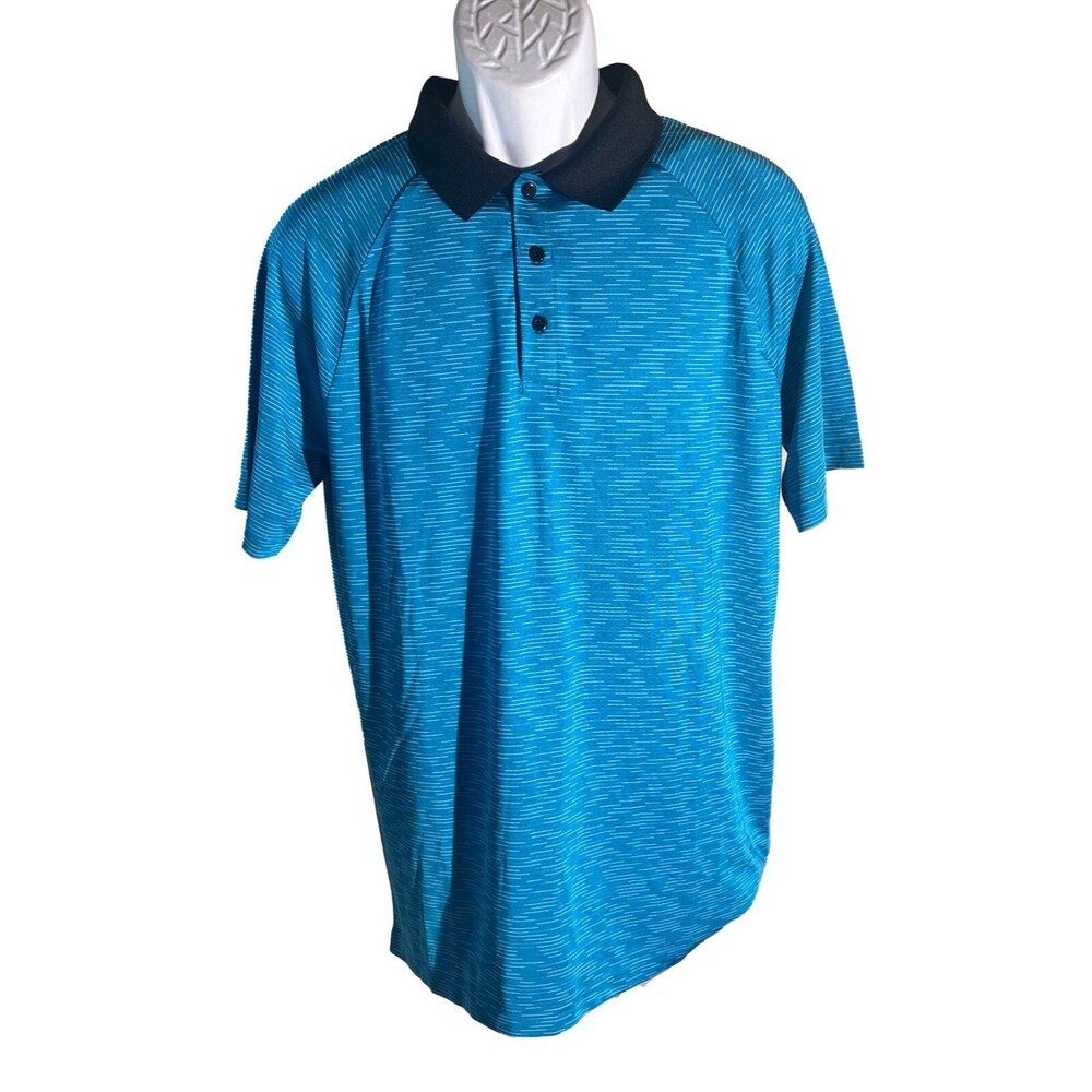 RBX GOLF Men's Short Sleeve Button Down Golf Polo Shirt Blue‎ Medium